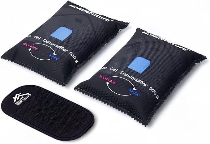 2 Pack 500g Car Dehumidifier Bags with Non-Slip Mat | Microwave Rechargeable Silica Gel | Absorb Moisture/Condensation | For Car/Gun Safe/Closet/Garage | Reusable by -HomieFuturechangeyourlife