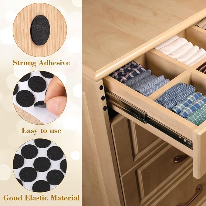 735 Pcs Small Felt Furniture Pads, Self-Adhesive EVA Foam Dot Circles, Round Felt Furniture Stickers for Desks Drawers Vases Photo Frames Cabinets Doors Candlesticks- Black (0.59'') - Image 4