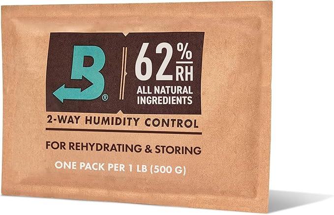 Boveda 62% Two-Way Humidity Control Pack for Storing 1 lb – Moisture Absorber for Storage Containers – Humidifier Pack – Individually Wrapped Hydration Packet - 1-pack by Boveda