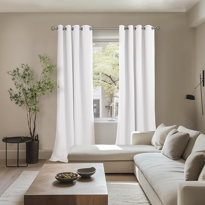 BGment White Blackout Curtains for Living Room - Black Out Curtains 84 Inches Long Thermal Insulated Light Blocking Grommet Drapes for Nursery, 52 Inch Wide Each - Image 2