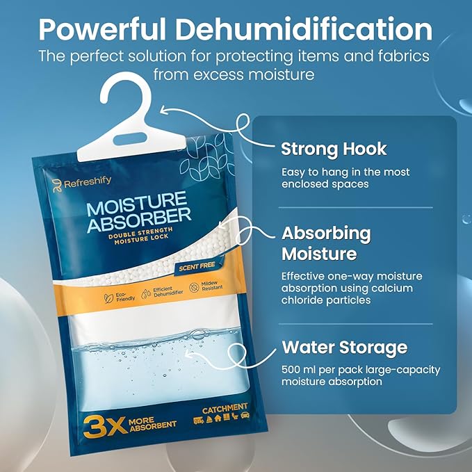 Moisture Absorbers and Humidity Absorber Bags for Closet - 10 Pack High-Efficiency Moisture Absorber and Humidity Packs for Home, Moisture Bags and Dehumidifier Bags for Car Fragrance Free, 10 Pack - Image 3