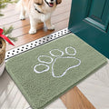 OLANLY Dog Door Mat for Muddy Paws 24x16, Paw Print Design, Absorbs Moisture and Dirt, Non-Slip Washable Doormat, Quick Dry Chenille Mud Mat for Dogs, Entry Indoor Entryway Carpet, Sage Green by OLANLY