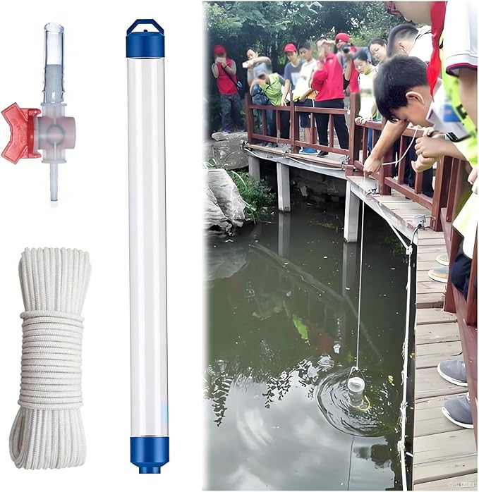 Lake Water Sample Collector 250 500 1000ml, PVC Water Sampling Device with 32.8ft Rope & 1 Throttle Valve, Deepwater Sampler Environmental Monitoring(932mm/36.7 in(250ml)) by Unknown
