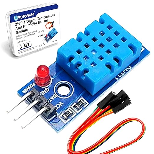 3 Set Digital Temperature and Humidity Sensor Modules, Compatible with DHT11, 3.3V–5V Sensors for Arduino with Dupont Wires by Usdrwam