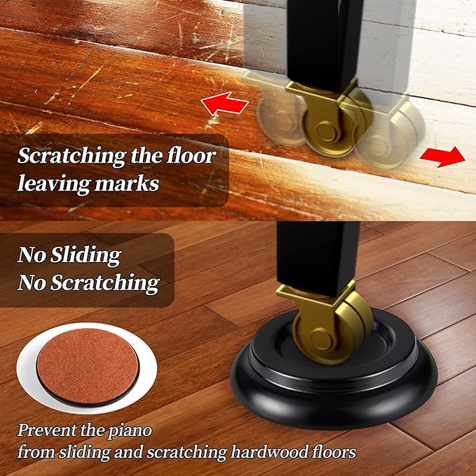 Piano Caster Cups Leg Floor Protectors WOGOD Upright Piano Caster Cups Felt Bottom Leg Pads for Wood Floor Furniture … - Image 4