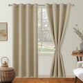 Hiasan Blackout Curtains for Bedroom, 52 x 84 Inches Long - Thermal Insulated & Light Blocking Window Curtains for Living Room, 2 Drape Panels Sewn with Tiebacks, Taupe by Hiasan