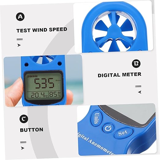 GLEAVI Handheld Thermometer Hygrometer Air Flow Velocity Wind Gauge LCD Display - Image 7