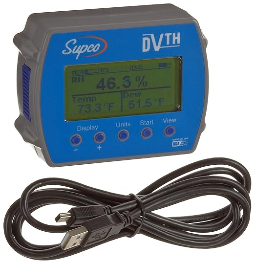 Supco DVTH Data View Temperature and Humidity Data Logger with Display, 4" Length x 3-3/64" Width x 1-1/2" Height by Supco