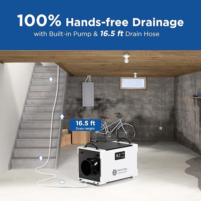 235 Pints Commercial Dehumidifier with Pump and Drain Hose, Crawl Space dehumidifier Basement, Industry Water Damage Unit, 100 PPD at AHAM, Ideal for Industrial and Job Sites - Image 3