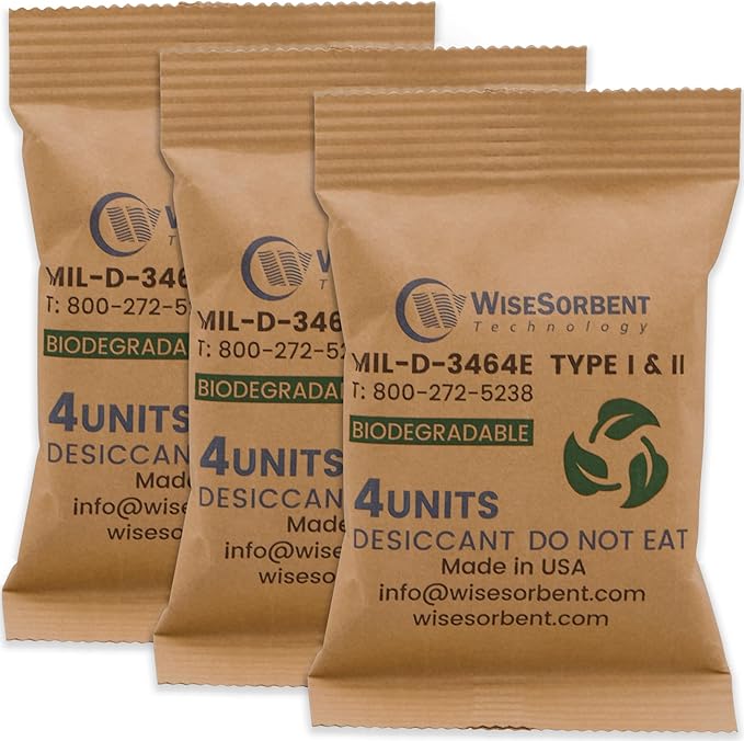3 x 132g Kraft Clay Desiccant Packs – Food Safe Bentonite Clay, Silica Gel Alternative, Military-Grade Moisture Absorbers for Gun Safes, Storage Bins, Electronics, Clothes, Collectibles by Wisesorb