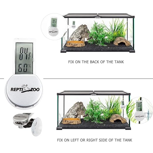 REPTI ZOO Reptile Thermometer Hygrometer with Suction Cup, Digital Thermometer Hygrometer for Reptile Rearing Box Terrarium Tank Bearded Dragon, Temperature & Humidity Gauge Fahrenheit (℉) - Image 2