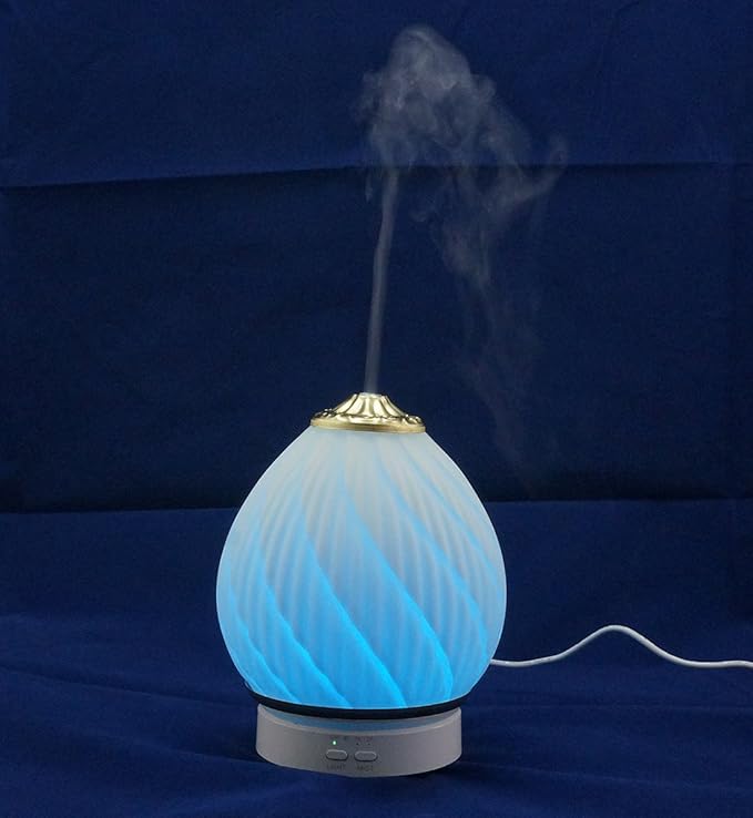 Aroma Diffuser Ultrasonic Essential Oil Aromatherapy Diffusers Stress Relaxing Ceramic Humidifier Adjustable Mist Mode Waterless Auto Shut-Off for Office Home Baby Study Yoga Spa White (Gold) - Image 2