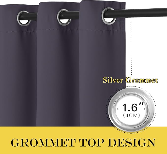 NICETOWN Greyish Purple Blackout Curtains 84 inch Length, Grommet Top Room Darkening Drapes for Bedroom Living Room, Light Blocking Window Covering for Privacy (W66 x L84 Inch, 1 Panel) - Image 5