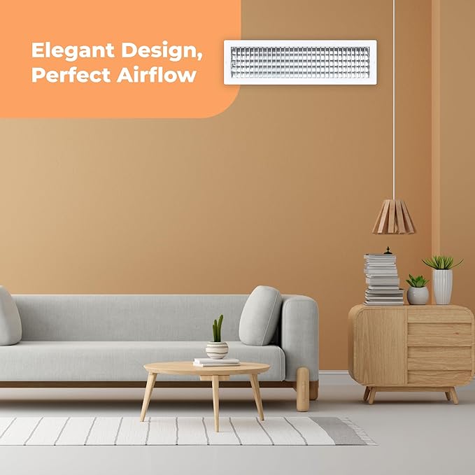 Aluminum 24 x 6 Air Vent Cover – Adjustable Grille with Damper – Overall Size 25-5/8 x 7-5/8 – Rustproof HVAC Wall Register for Quiet Airflow – White Finish - Image 7
