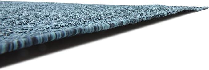 Unique Loom Collection Casual Transitional Solid Heathered Indoor/Outdoor Flatweave Area Rug (9' x 12' Rectangle, Teal/Navy Blue) - Image 9