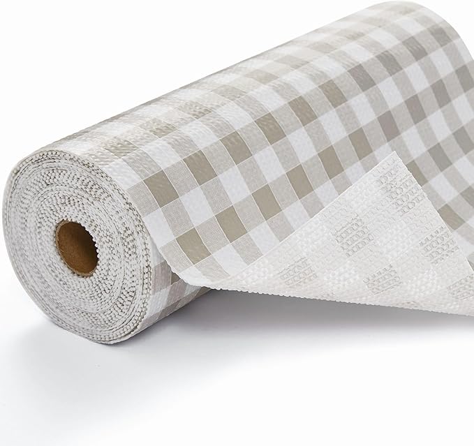 Drawer Shelf Liner, Non-Slip Kitchen Cabinet Liners Non-Adhesive Thick Strong Grip Waterproof Mats Protect Dresser Shelves Cupboard Bathroom Cabinets, Green Plaid, 23.6 in X 30 FT by Unknown