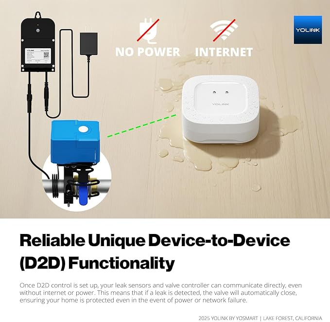 YoLink Smart Water Leak Protection System Kit: Bulldog Valve Robot, Smart Valve Controller 2, 3 Water Leak Sensors, Hub - Image 2