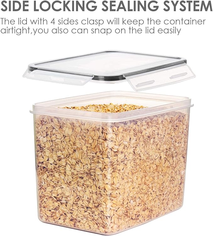 Vtopmart Food Storage Containers 3.3 quart / 3.6L, 4 Pieces BPA Free Plastic Airtight Canister for Flour, Sugar, Baking Supplies, with 4 Measuring Cups and 24 Labels,Black - Image 3