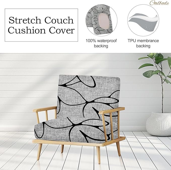 12PCS Waterproof Patio Sofa Covers with Elastic Floral Printed Stretch Outdoor Cushion Seat Covers Set of 12 Wicker Chair Washable Replacement(Grey,Cushions Not Included) - Image 4