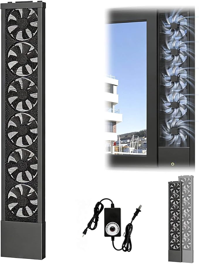 Vertical Window Exhaust Fan for Sliding Windows-Easy Tool-Free Installation, Adjustable Speed with Reversible Airflow, Slim Design for Bedroom Kitchen Office, Alternative to AC Fan and Household Fans by Unknown