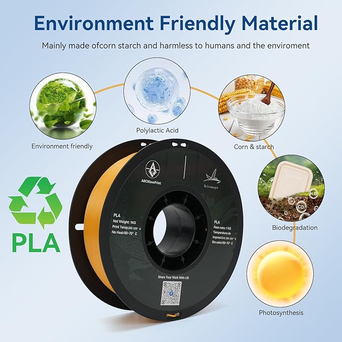 PLA 3D Printer Filament, Dimensional Accuracy +/- 0.02 mm, 1 kg Spool(2.2lbs), 1.75 mm，Orange - Image 3