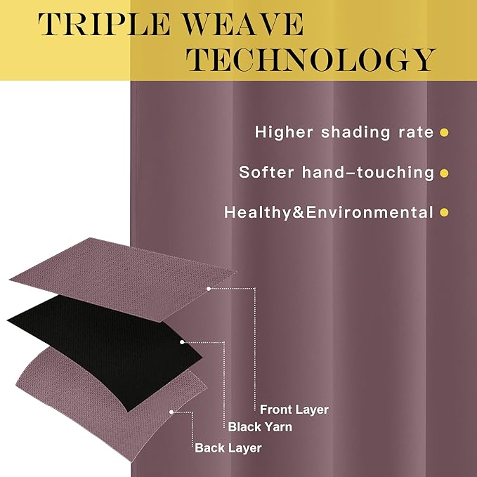NICETOWN Privacy Room Divider Curtain Thermal Blackout Curtain for Patio Door, Living Room, Bedroom Partition and Shared Office Space, 1 Grommet Panel, Dry Rose, 100 inch x 108 inch Long - Image 3