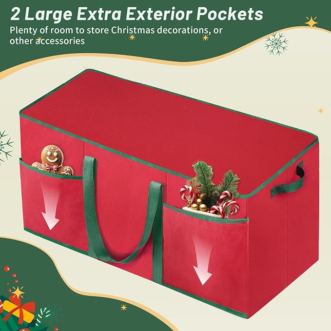 Nutcracker and Figurine Collectibles Storage Box， Large Ornament Storage Organizer Stores Up to 12 Holiday Figurines-Carolers, Santa Figure, or Nut Cracker Ornaments (Red/15 Inches) - Image 6