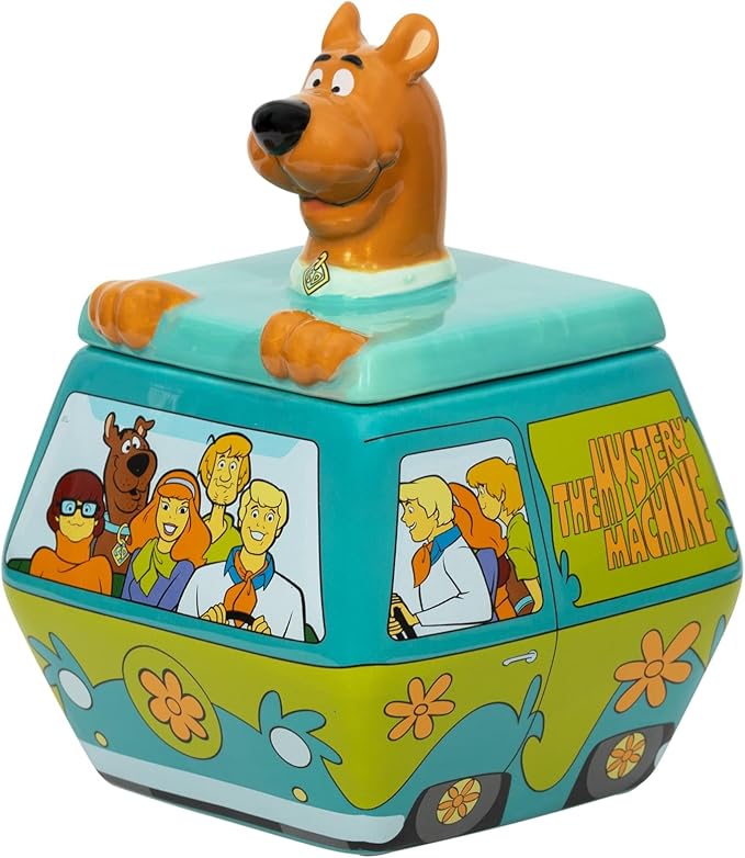 Silver Buffalo Scooby-Doo Mystery Machine Small Sculpted Ceramic Snack Jar Featuring Scooby-Doo, Shaggy, Velma, Daphne, and Fred, 5” x 5” x 6.75” by SilverBuffalo