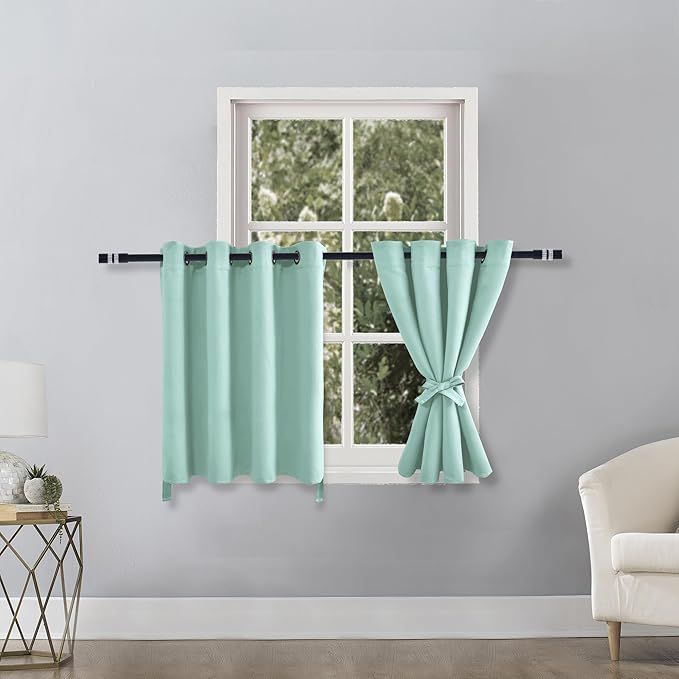 Hiasan RV Blackout Curtains for Bedroom, 52 x 36 Inches Long - Thermal Insulated & Energy Saving Window Curtains for Living Room, 2 Drape Panels Sewn with Tiebacks, Aqua - Image 8