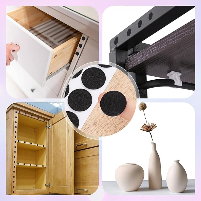 240 Pcs Small Felt Furniture Pads, Self-Adhesive EVA Foam Dot Circles, Round Felt Furniture Stickers for Desks Drawers Vases Photo Frames Cabinets Doors-Black (0.78'') - Image 7