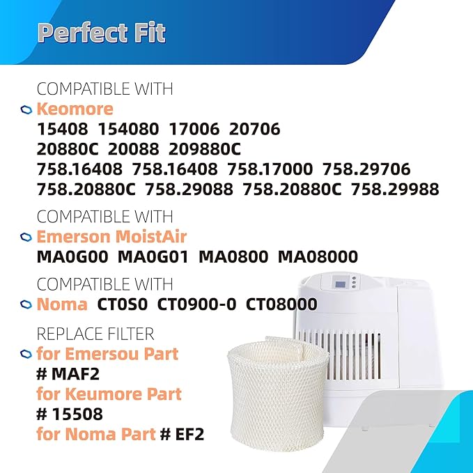 MAF2 Wick Humidifier Filter Replacement for Aircare MA0600,MA0601,MA0800 Humidifier Pads for Essick Air Wicking Filters for MoistAIR, Compatible with Kenmore 15408 Humidifier-2 Pack - Image 2