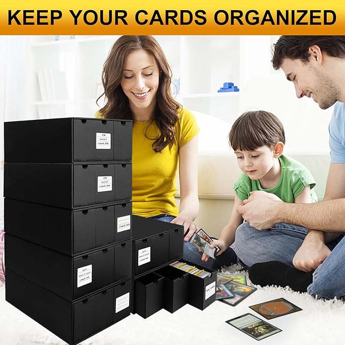 Trading Card Storage Box, Includes 21-600 CT Boxes & Card Dividers, + Trading Card Organizer for Collectible Card Games, for TCG, MTG, PTCG, Baseball Cards, with Labels & Tapes - Image 8