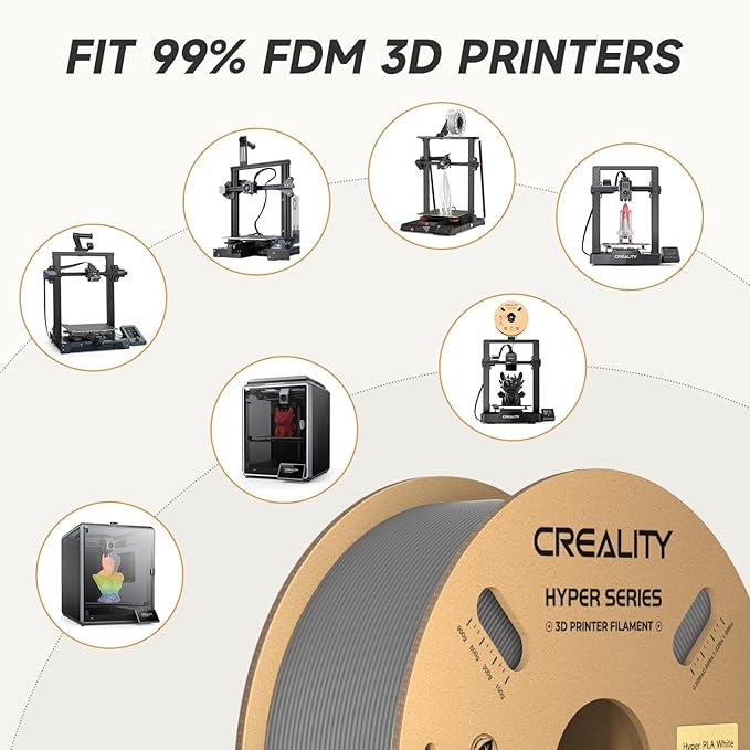 Official CREALITY Hyper PLA Filament 1.75mm, High Speed PLA 30-600mm/s 3D Printer Filament, Dimensional Accuracy +/-0.02mm, Fit Most FDM 3D Printers, 1KG(2.2lbs) Spool Gray - Image 8