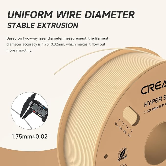 Official Creality Hyper PLA Filament 1.75mm, High Speed PLA 30-600mm/s Rapid 3D Printer Filament, Dimensional Accuracy +/-0.02mm, Fit Most FDM 3D Printers，1KG(2.2lbs) Spool Skin - Image 4
