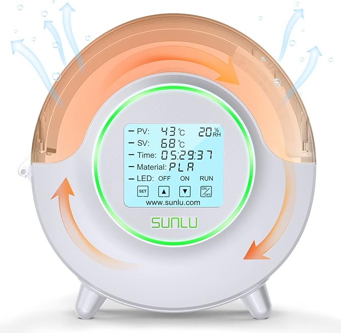 SUNLU Official 3D Printer Filament Dryer S2, Temperature up to 70°C, Built-in Circulation Fan, Dryer Box S2 for PLA Nylon PA ABS PETG Filament 1.75/2.85/3.00mm, White by SUNLU