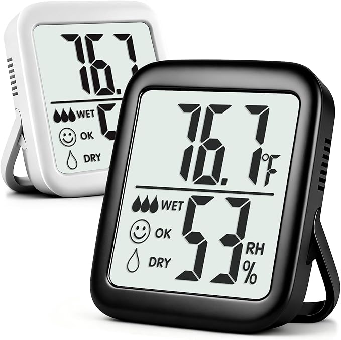 Antonki 2 Pack Room Thermometer for Home, Hygrometer Indoor Humidity Meter Gauge, Digital Temperature and Humidity Sensor Monitor for House, Terrarium, Incubator, Greenhouse - Battery Included by Antonki