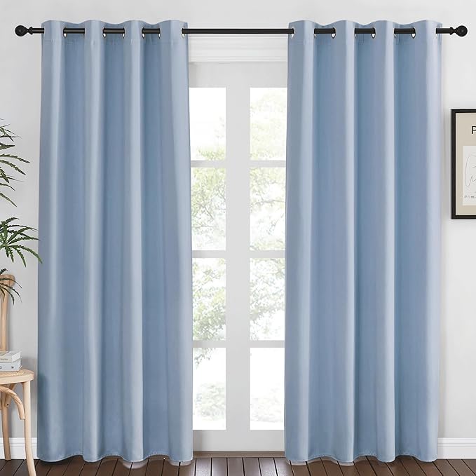 NICETOWN Blackout Curtains 84 Inch Length, Thermal Insulated Room Darkening Drapes Grommet Window Covering for Living Room Bedroom (W52 x L84 Inch, 1 Panel, Vintage Blue) by NICETOWN