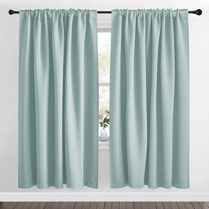 NICETOWN Blackout Curtain Panels Window Draperies - (Aqua Blue Color) 70x72 inch, 2 Pieces, Insulating Room Darkening Blackout Drapes for Bedroom - Image 2