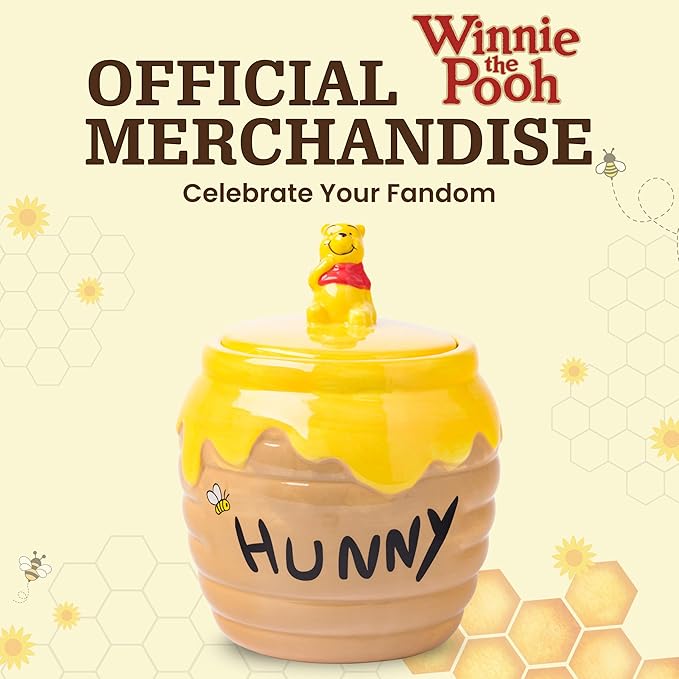 Silver Buffalo Disney Winnie the Pooh Honey "Hunny" Pot Sculpted 3D Hand Painted Ceramic Snack Cookie Jar (Small) - Image 6
