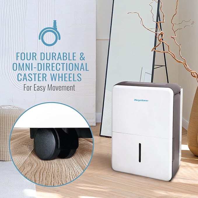Keystone Energy Star 35-Pint Portable Dehumidifier for Extra Large Rooms Up to 3,000 Sq.Ft. with Auto-Shutoff & Timer, Quiet Home Dehumidifier and Moisture Absorber For Basement, Garage, Living Room - Image 8