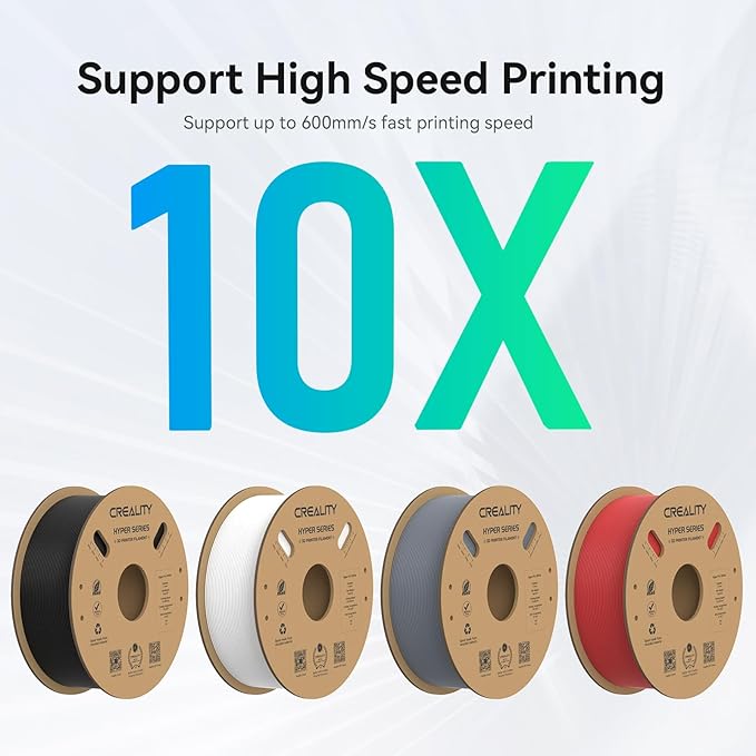 Creality Hyper PLA Filament 1.75mm, 30-600mm/s High Speed 3D Printer Filament, Dimensional Accuracy +/-0.02mm, Fit Most FDM 3D Printers, 4 Pack 1kg Spool(2.2lbs), Black & White & Grey & Red - Image 4