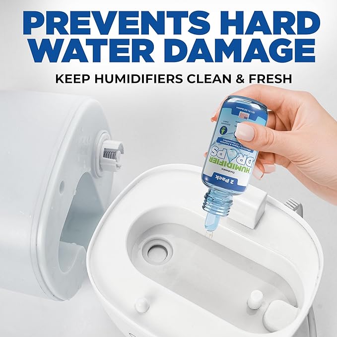 Durabasics [2 Pack] Humidifier Drops for Cleaning - Food Grade Humidifier Cleaner Slows Buildup & Scaling - Cleans & Deodorizes Water - Suitable for All Models - 200+ Day Supply - Made in USA - Image 7