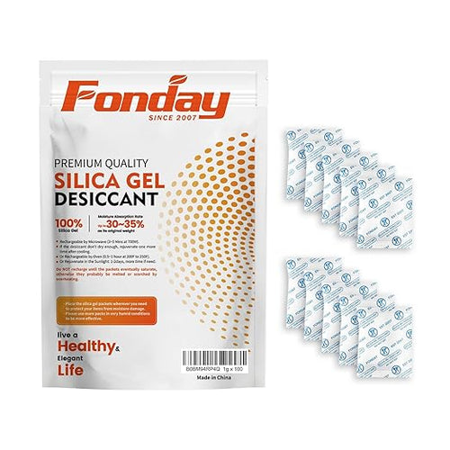 1 Gram 100 Packets Fonday Food Grade Silica Gel Desiccants Packs Moisture Absorbers Dehumidifier by Fonday
