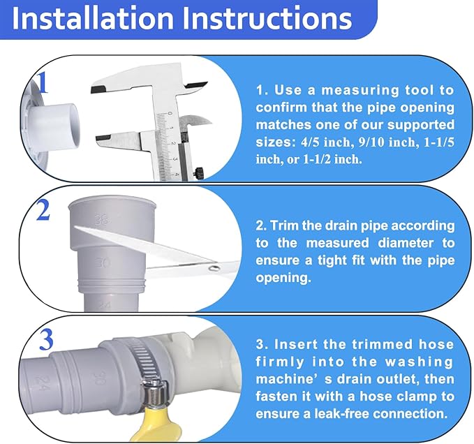 6.5ft Washing Machine Drain Hose Extension Kit - Universal for Washer, Dishwasher & Dehumidifier, 7-Piece Set with U-Bracket, 4 Clamps & Adapter - Image 4