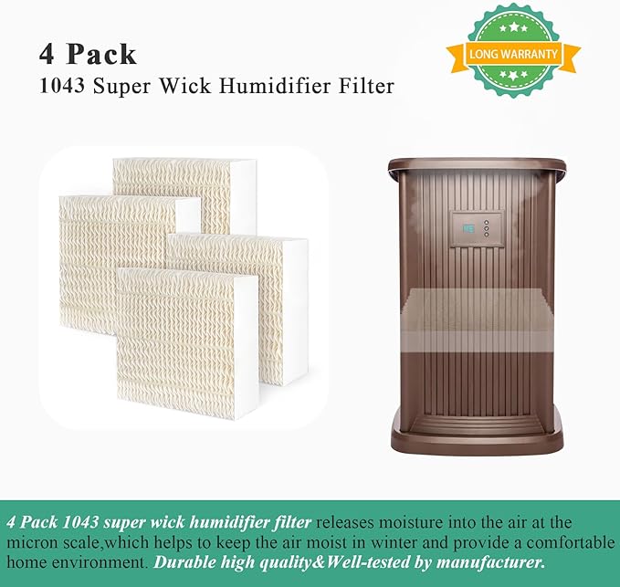 Techecook 1043 Super Humidifier Wick Filters (4 Pack) Replacement for Essick AirCare Evaporative Humidifiers EP9500 EP9700 EP9800 831000 821000 826000 826800 and Bemis Space Saver 800 8000 Series - Image 7