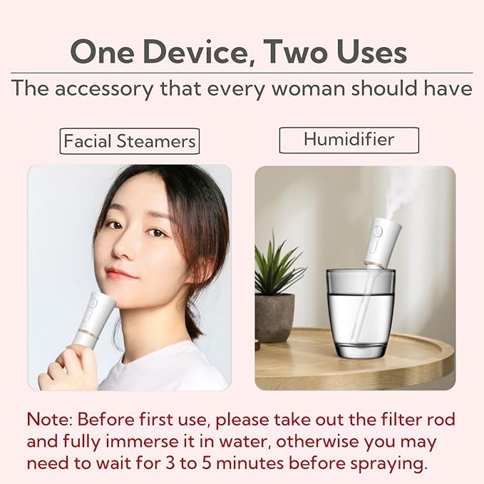 Portable Small Humidifier Dual Nozzle - Large Cool Mist Humidifiers Double Spray Ports, Water Shortage Protection, Ultra-Quiet, Mini Humidifier for Bedroom Plants Office Car Travel (Red) - Image 2