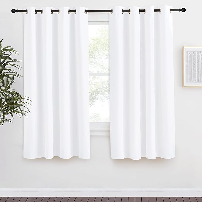 NICETOWN Room Darkening Window Treatment Curtain, Pure White, 1 Panel, 55 by 57, Energy Smart Thermal Insulated Block Out Sunlight Shade & Blind for Bedroom with Grommet Ring Top by NICETOWN