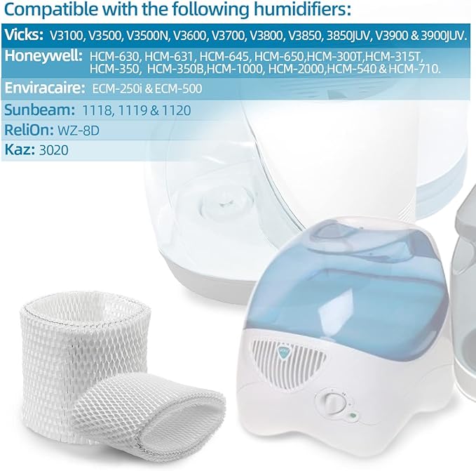WF2 Humidifier Filter for Kaz Vicks - V3100 V3500 V3700 V3800 V3900 3020 Series, Protec PWF2 VEV400 Cool Mist Vaporizer Humidifiers (Pack of 4) White - Image 6