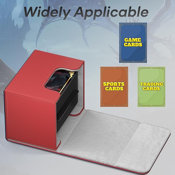 Mlikero Card Deck Box, Commander Deck Box Holds 100+ Double-Sleeved Cards with Divider, Leather Magnetic Closure Card Box Fit for MTG, TCG (Red) - Image 3