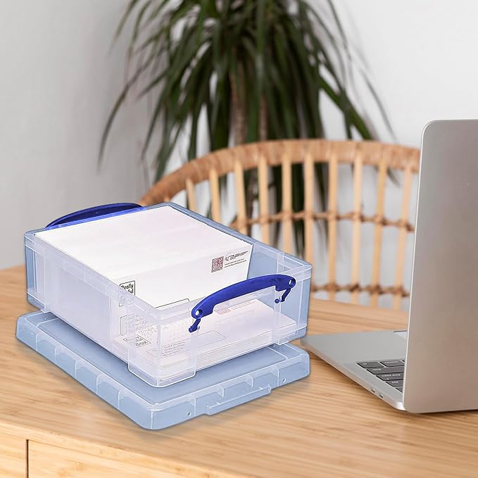 Really Useful Box 4 Pack Storage Bins, Clear Plastic Stackable Organizing Totes, 8.1 Liter - Image 5